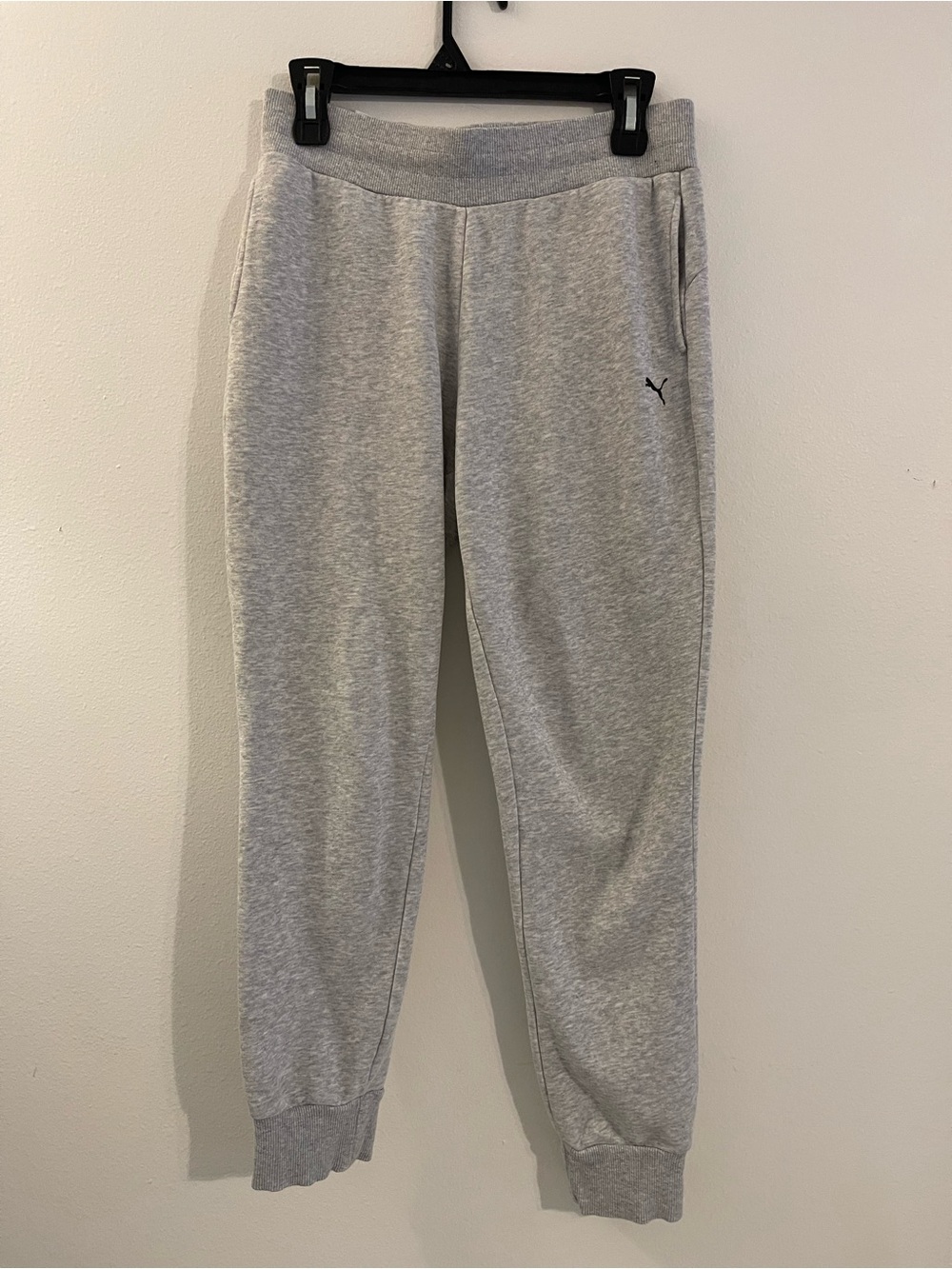 Puma Light Gray Kids Sweatpants with Small Logo